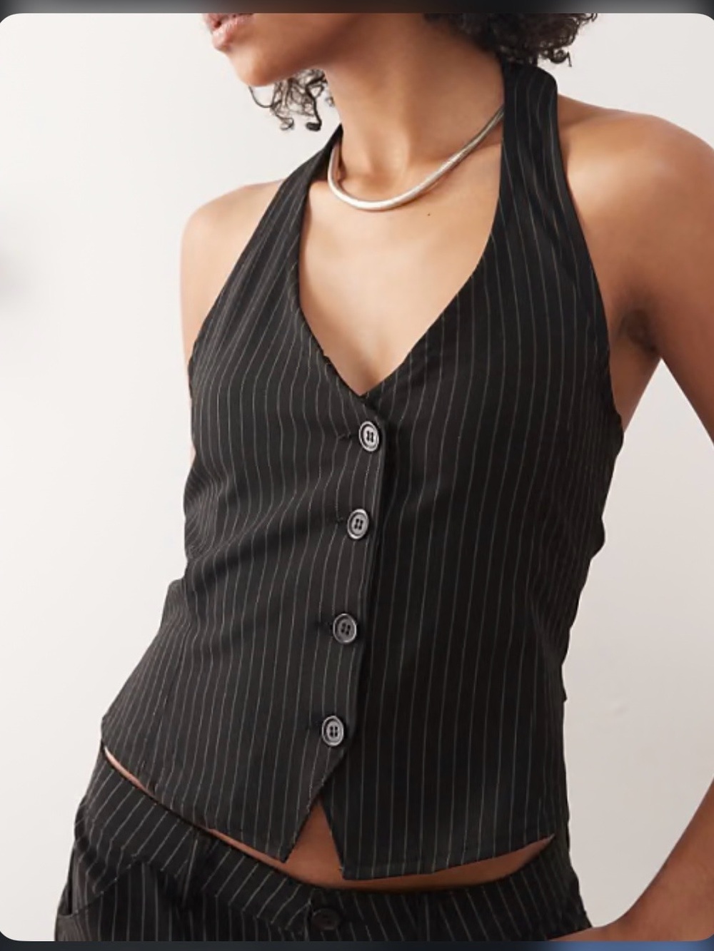 Guess Jeans 90s waistcoat tailored pinstripe size M